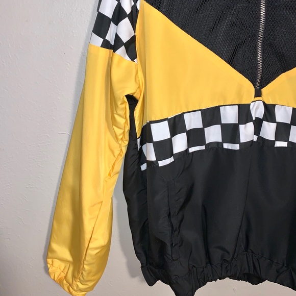 Forever 21 Yellow/Black/White Checker Wind Breaker - Picture 3 of 5